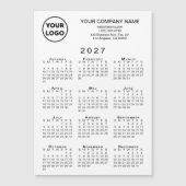 2027年 カレンダー ビジネス ロゴ テキスト 白 マグネット カード (正面)