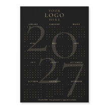 2027年 カレンダー ビジネス ロゴ ブラック ゴールド マグネット
