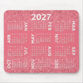 2027年 カレンダー - ピンク グリッター 印刷 マウスパッド (正面)