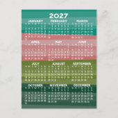 2027年 カレンダー - モダン アブストラクト ストライプ柄 ポストカード (正面)