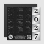 2027年 カレンダー 企業ロゴ QRコード ブラック&シルバー (正面/裏面)
