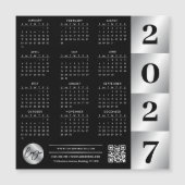 2027年 カレンダー 企業ロゴ QRコード ブラック&シルバー (正面)