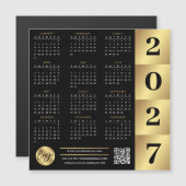 2027年 カレンダー 企業ロゴ QRコード 黒と金 (正面/裏面)