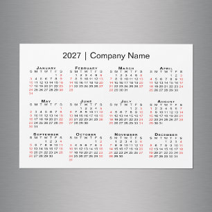 2027年 カレンダー 企業名 ホワイト マグネット