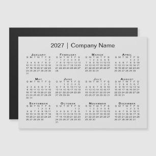 2027年 カレンダー 会社名 グレー マグネット