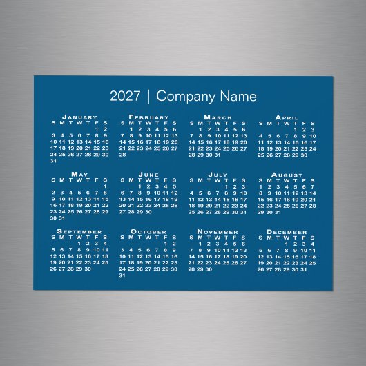 2027年 カレンダー 会社名 青いマグネット