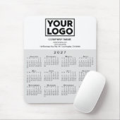 2027年 カレンダー 会社 ロゴ テキスト グレー 白 マウスパッド (マウス)