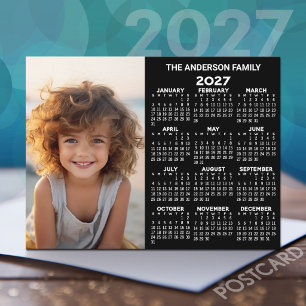 2027年 カレンダー - 写真入り 通年表示 モダン ポストカード
