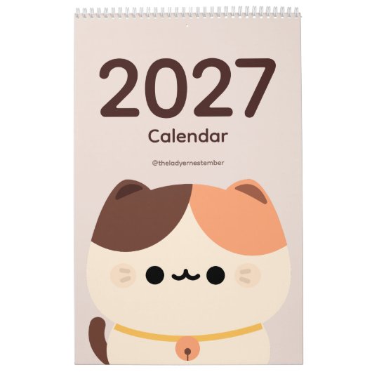 2027年 カレンダー 猫 (カバー)