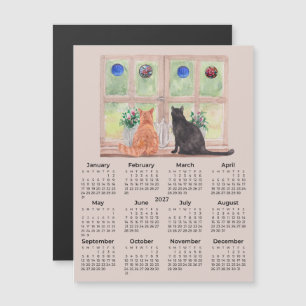 2027年 カレンダー 窓辺の猫 カレンダー マグネット