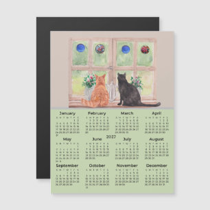 2027年 カレンダー 窓辺の猫 カレンダー マグネット
