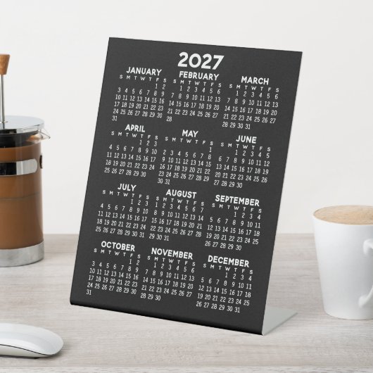 2027年 カレンダー - 色変更可 - 小規模事業者向け 台座サイン (インサイチュ)