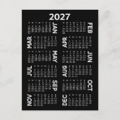 2027年 カレンダー - 黒と白のオフセット名 ポストカード (正面)