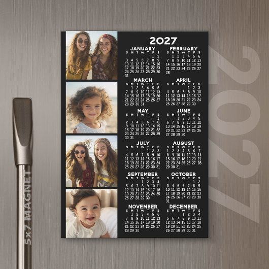2027年 カレンダー 4枚フォトコラージュ マグネットカード