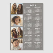 2027年 カレンダー 4枚フォトコラージュ マグネットカード グレー (正面)