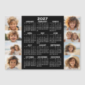 2027年 カレンダー - 8枚の写真 モノクロ マグネット (正面)