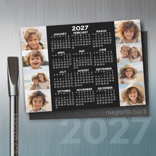 2027年 カレンダー - 8枚の写真 モノクロ マグネット