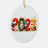 2027年 クリスマス オブジェ かわいい セラミックオーナメント (右)