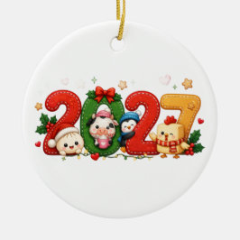 2027年 クリスマス オブジェ かわいい セラミックオーナメント