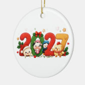 2027年 クリスマス オブジェ かわいい セラミックオーナメント (左)