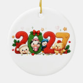 2027年 クリスマス オブジェ かわいい セラミックオーナメント (裏面)