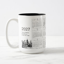 2027年 シカゴスカイライン ミニマリスト デスクデコレーション ツートーンマグカップ