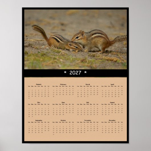 2027年 シマリス 壁掛けカレンダー - 森の番人 ポスター (正面)
