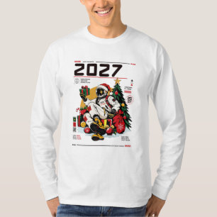 2027年 スペース クリスマス 宇宙飛行士 メンズ ロングスリーブTシャツ Tシャツ