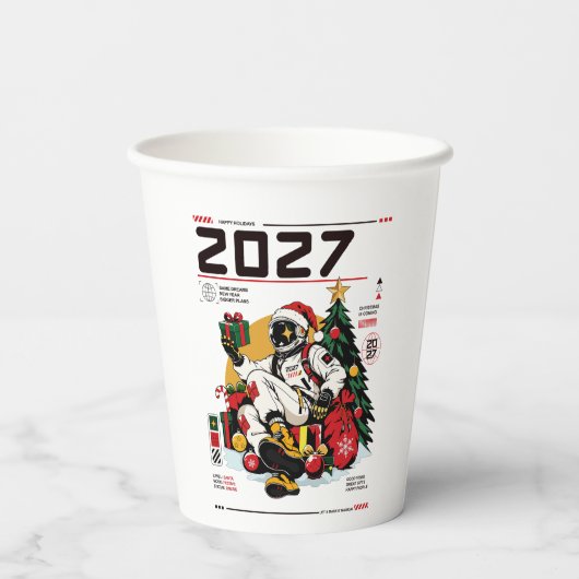 2027年 スペース クリスマス 宇宙飛行士 紙コップ (裏面)