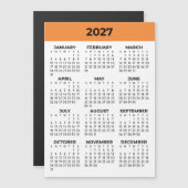 2027年 タンジェリン磁気カレンダー 年間ビュー (正面/裏面)