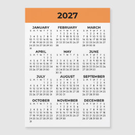 2027年 タンジェリン磁気カレンダー 年間ビュー