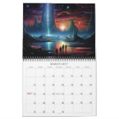 2027年 ナイトスケープ 3 超現実的宇宙風景アート カレンダー (3月 2027)