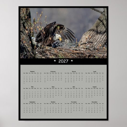 2027年 ハクトウワシ 壁カレンダー - 見守る守護者 ポスター (正面)