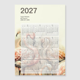 2027年 ビブラント フラミンゴの群れ トロピカル カレンダー カード