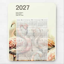 2027年 ビブラント フラミンゴの群れ トロピカル カレンダー マウスパッド