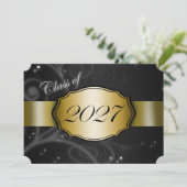 2027年 ブラックとゴールドの卒業 招待状 (スタンド正面)