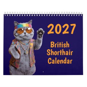 2027年 ブリティッシュショートヘア 猫 カレンダー