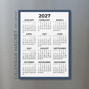 2027年 マグネットカレンダー ネイビーブルーボーダー