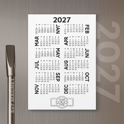 2027年 マグネットカレンダー 企業ロゴ マグネットカード
