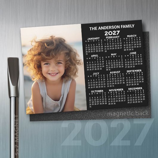 2027年 マグネットカレンダー - 写真 年間ビュー モダン