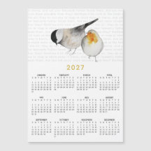 2027年 マタイによる福音書6章26節 水彩画の鳥のカレンダーマグネット