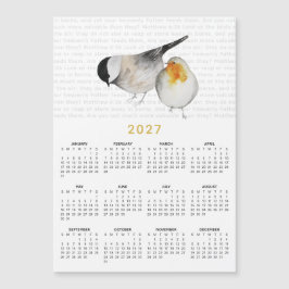 2027年 マタイによる福音書6章26節 水彩画の鳥のカレンダーマグネット