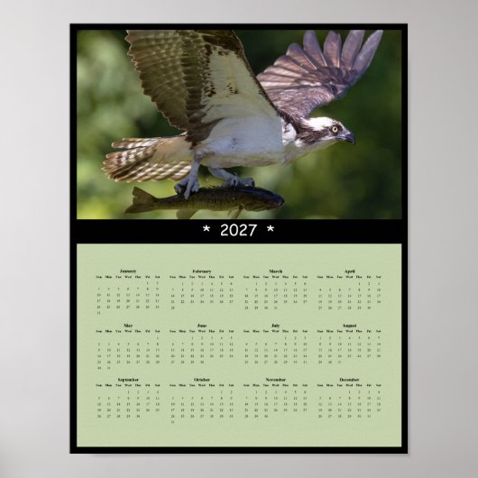 2027年 ミサゴ 壁掛けカレンダー - 空を舞う野生の鳥 ポスター (正面)