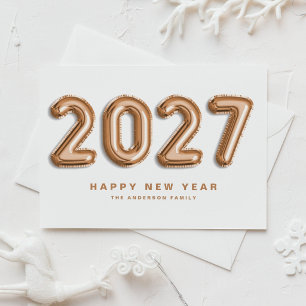 2027年 ローズゴールド箔マイラーバルーン 謹賀新年 シーズンカード