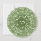 2027年 円形カレンダービジネスロゴ - チェアーズグリーン シーズンカード (正面)