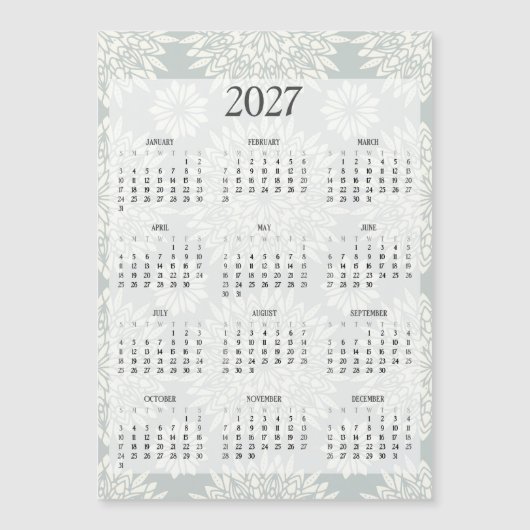 2027年 冷蔵庫カレンダー 花柄 (正面)