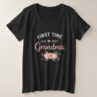 2027年 初めての祖母 ローズフラワー プラスサイズTシャツ