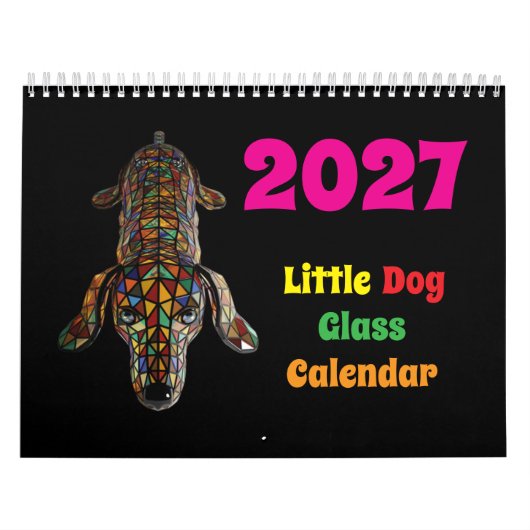 2027年 小型犬 ステンドグラス カレンダー (カバー)
