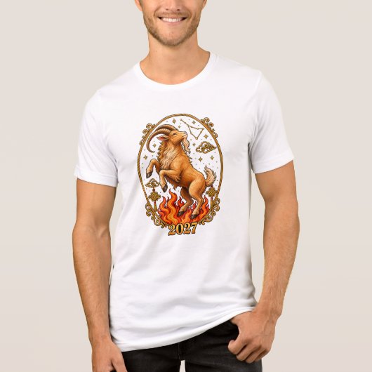 2027年 巳 羊 Tシャツ - 中国の旧正月 十二支 (正面)