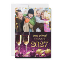 2027年 新年のパープルとゴールドのシャンパンフォト
